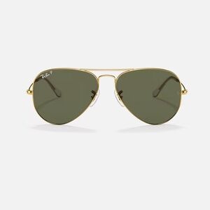 Ray-Ban Gold Aviator Polarized Sunglasses with Black Case